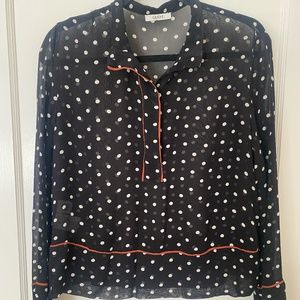 Ganni Black and White Polka Dot Top